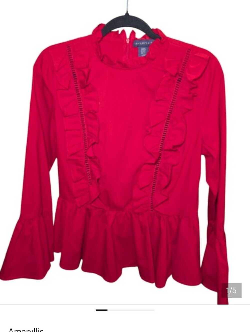 Amaryllis Bright Red Ruffled Peplum Blouse - Picture 6 of 6